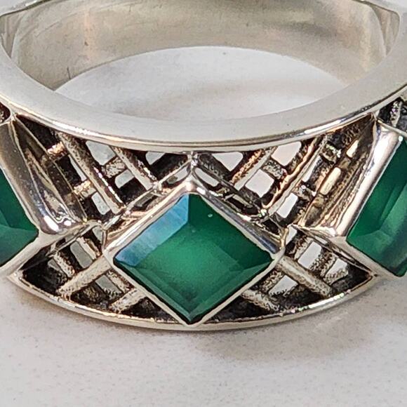 Nicky Butler Silver Weave Ring 6.5 Romantic Vtg Designer Green Chalcedony 925 - Picture 3 of 8